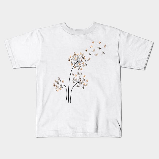 Cat Dandelion Cute Cat Kids T-Shirt by Hsieh Claretta Art